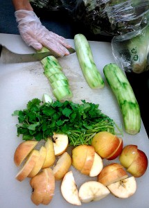 Prepping vegetables for juice Prepping vegetables for juice