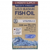 Wild Alaskan Fish Oil Vitamin K2 & D3 (60 Softgels)